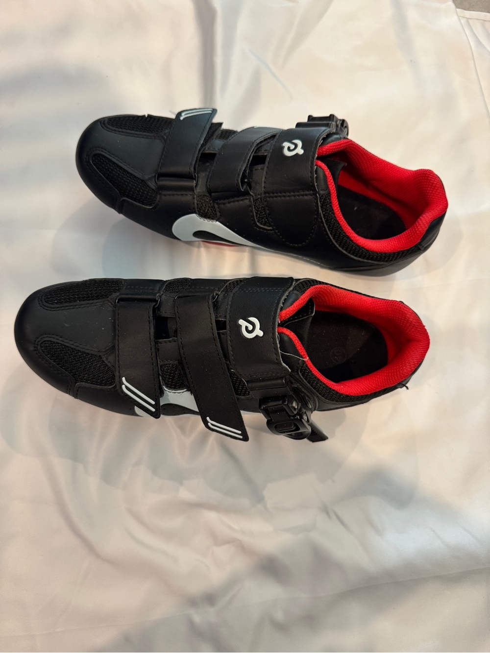 Peloton Black and Red Women's Cycling Sneakers with Strap and Buckle